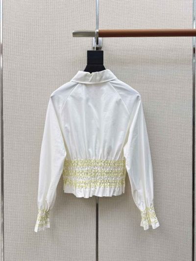 Hermes Puff Sleeve Button-Front Shirt in White