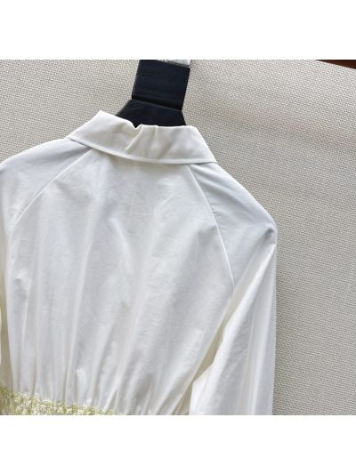 Hermes Puff Sleeve Button-Front Shirt in White