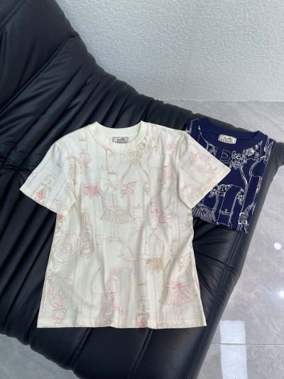 Hermes Short Sleeve Crew Neck T-Shirt in White