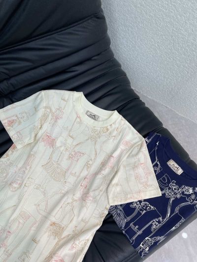 Hermes Short Sleeve Crew Neck T-Shirt in White