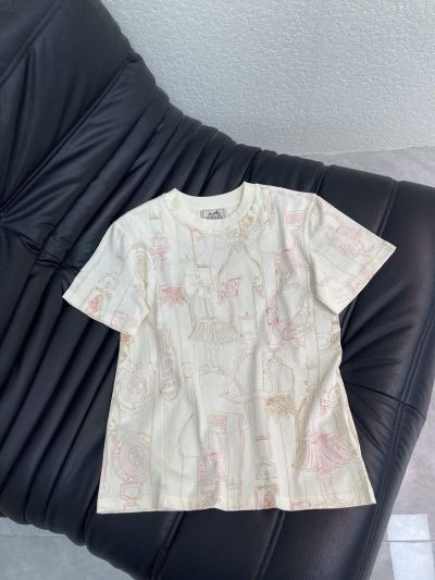 Hermes Short Sleeve Crew Neck T-Shirt in White