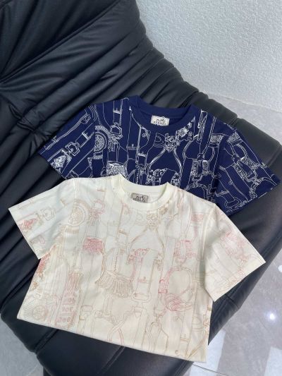 Hermes Short Sleeve Crew Neck T-Shirt in White