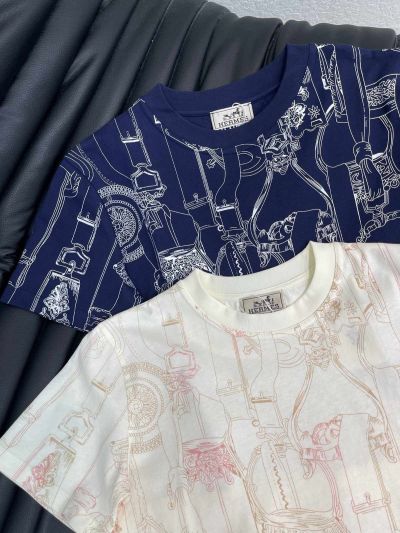 Hermes Short Sleeve Crew Neck T-Shirt in White