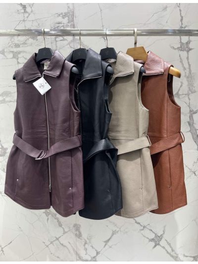 Hermes Stand Collar Leather Coat in Beige