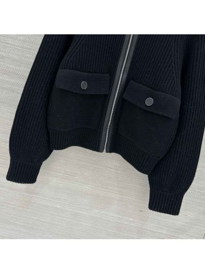 Hermes Turn-Down Collar Cashmere Jacket in Black