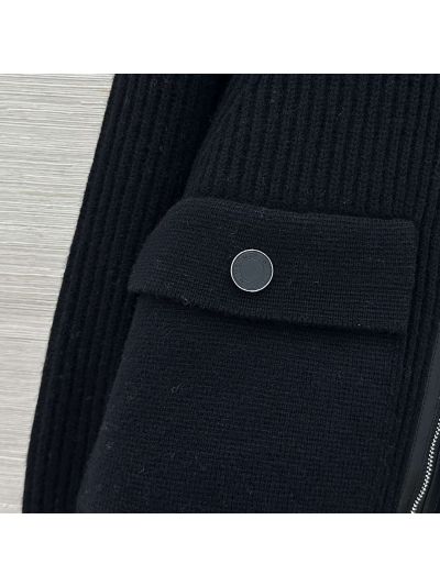Hermes Turn-Down Collar Cashmere Jacket in Black