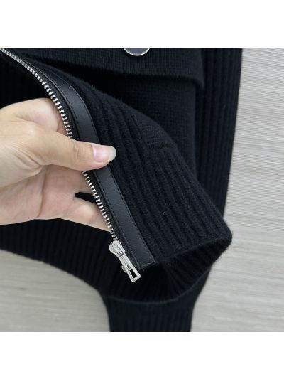 Hermes Turn-Down Collar Cashmere Jacket in Black