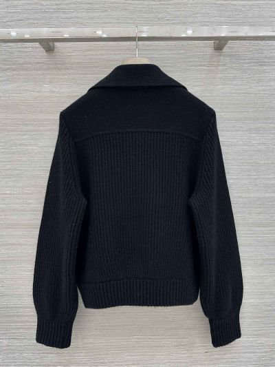 Hermes Turn-Down Collar Cashmere Jacket in Black