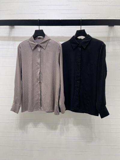 Hermes Turn-Down Collar Long Sleeve Shirt