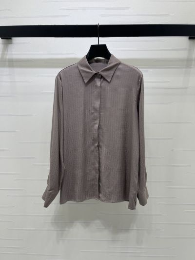 Hermes Turn-Down Collar Long Sleeve Shirt