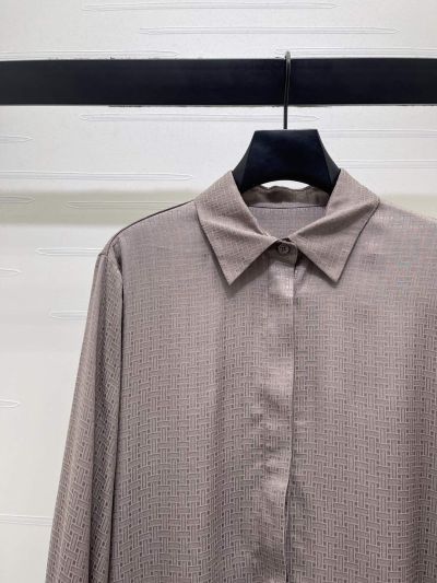 Hermes Turn-Down Collar Long Sleeve Shirt