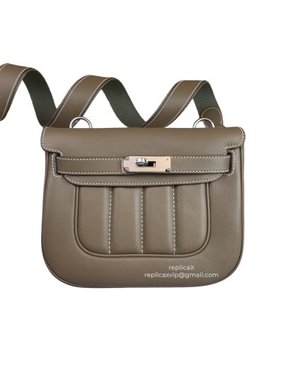 Hermes Berline Leather Palladium Hardware Messenger Bag 20CM 522088