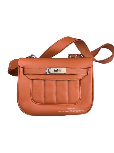 Hermes Berline Leather Palladium Hardware Messenger Bag 20CM 522089