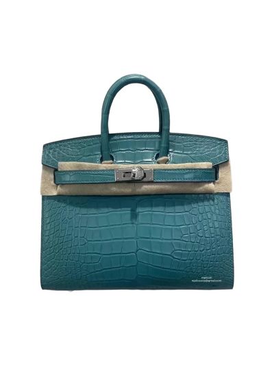 Hermes Birkin 20CM Blue Crocodile Leather Bag 524316