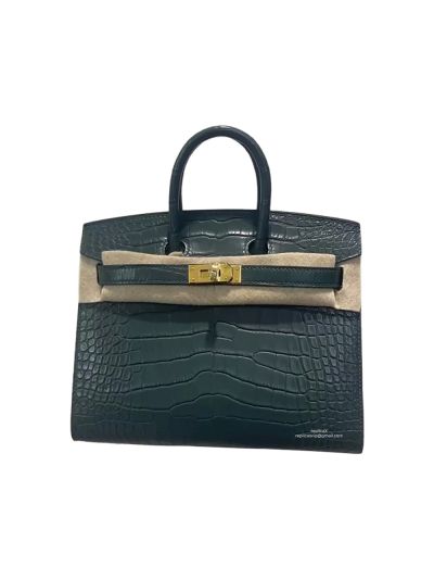 Hermes Birkin 20CM Dark Green Crocodile Leather Bag 524314