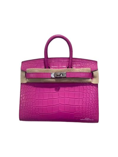 Hermes Birkin 20CM Fuchsia Pink Crocodile Leather Bag 524318