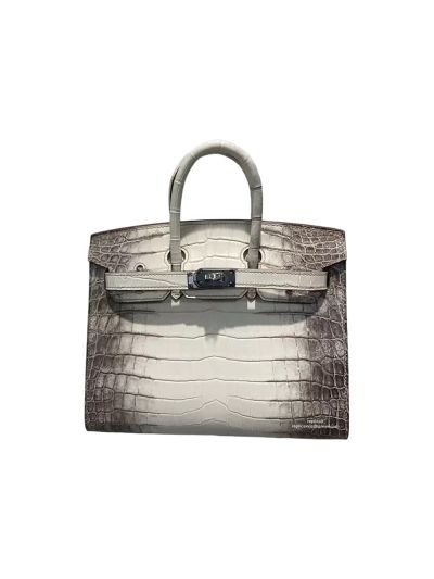 Hermes Birkin 20CM White Gray Crocodile Leather Bag 524311