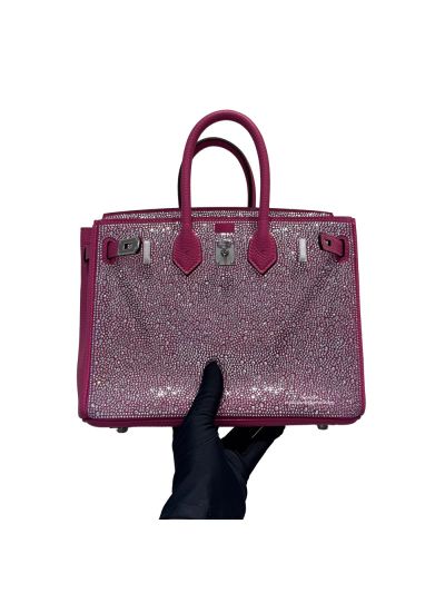 Hermes Birkin 25 Allover Crystals Top Handle Bag Fuchsia 25CM 524747