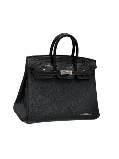 Hermes Birkin 25 Black Alligator Crocodile Touch and Togo Leather Bag 25CM 524462