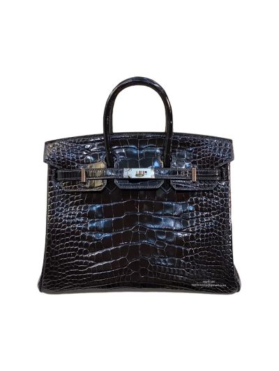 Hermes Birkin 25 Black Crocodile Leather Bag 25x20x13CM 524272