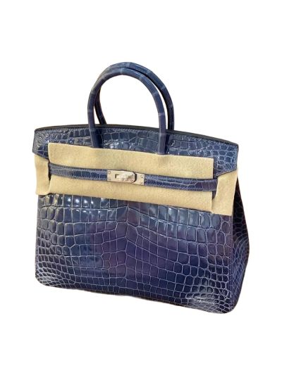Hermes Birkin 25 Blue Crocodile Leather Bag 25CM 524446