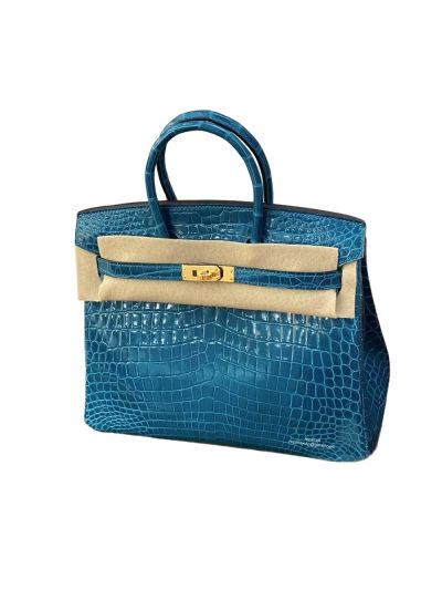 Hermes Birkin 25 Blue Crocodile Leather Bag 25CM 524447