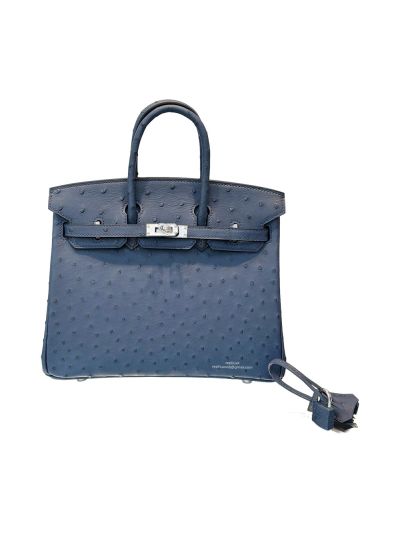 Hermes Birkin 25 Blue Ostrich Leather Bag 25CM 524261