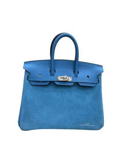 Hermes Birkin 25 Blue Swift and Suede Leather Tote Bag 25CM 524935
