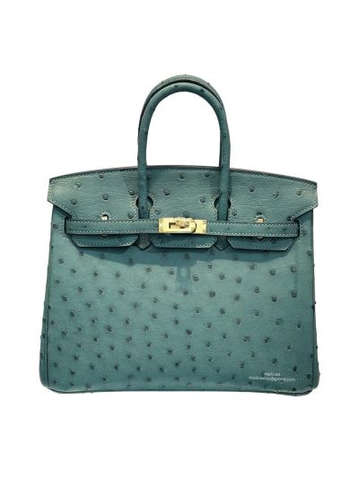 Hermes Birkin 25 Green Ostrich Leather Bag 25CM 524264