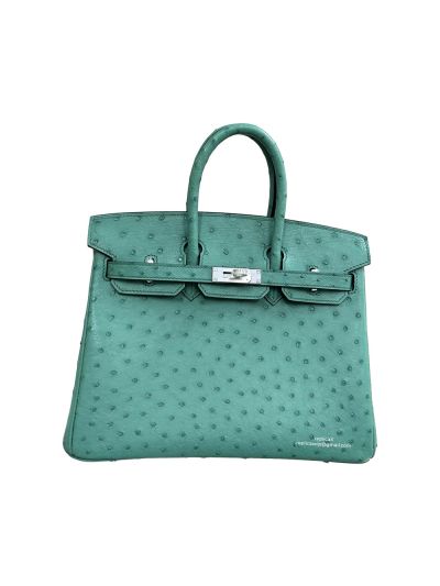 Hermes Birkin 25 Green Ostrich Leather Tote Bag 25CM 524705
