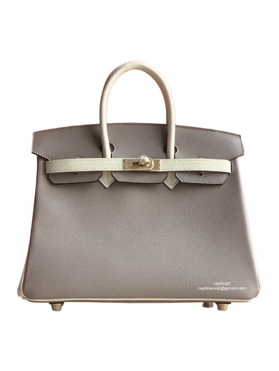 Hermes Birkin 25 Hermes Vip Birkin 25 Tote Bag Gray and White Epsom Leather 25x20x13C 522663
