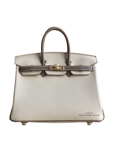 Hermes Birkin 25 Hermes Vip Birkin 25 Tote Bag White and Gray Togo Calf Leather 25x20x13CM 522665