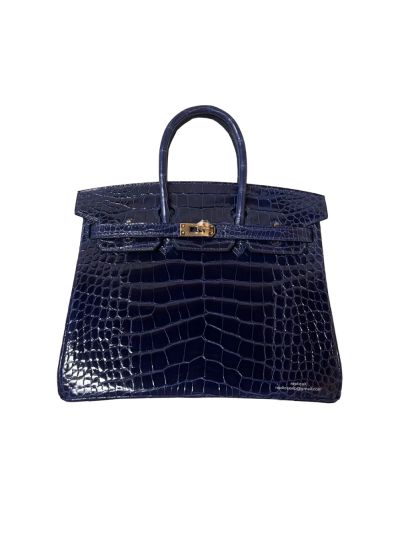Hermes Birkin 25 Himalayan Crocodile Bag Navy Blue 25CM 524396