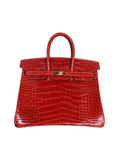 Hermes Birkin 25 Himalayan Crocodile Bag Red 25CM 524395