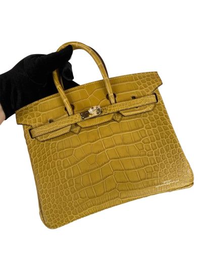 Hermes Birkin 25 Himalayan Crocodile Bag Yellow 25CM 524399