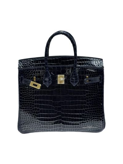 Hermes Birkin 25 Himalayan Crocodile Leather Bag Navy Blue 25CM 524398