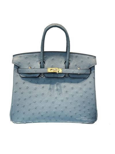 Hermes Birkin 25 Light Blue Ostrich Leather Bag 25CM 524262