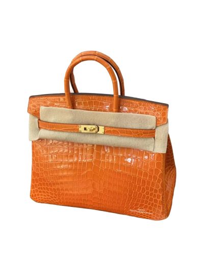 Hermes Birkin 25 Orange Crocodile Leather Bag 25CM 524452