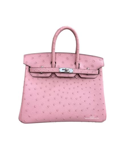 Hermes Birkin 25 Pink Ostrich Leather Tote Bag 25CM 524700