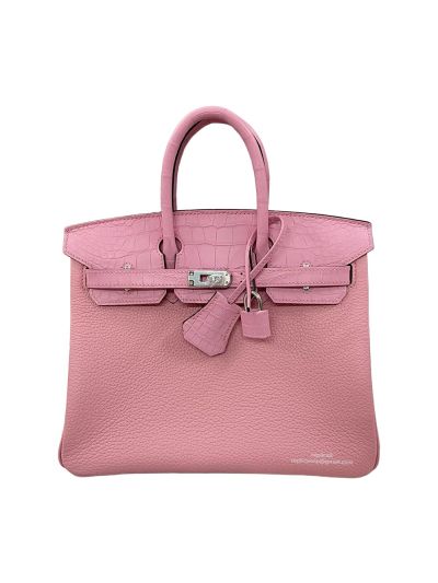 Hermes Birkin 25 Pink Togo and Crocodile Leather Bag 25CM 524290