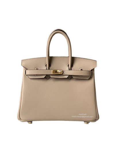 Hermes Birkin 25 Tote Shoulder Bag Apricot Swift Calfskin 25MM 522338