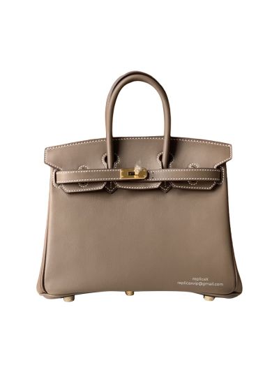 Hermes Birkin 25 Tote Shoulder Bag Khaki Swift Calfskin 25MM 522429