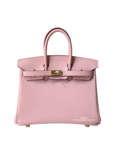 Hermes Birkin 25 Tote Shoulder Bag Pink Swift Calfskin 25MM 522337