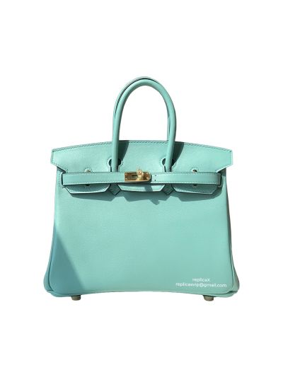 Hermes Birkin 25 Tote Shoulder Bag Sky Blue Swift Calfskin 25MM 522336