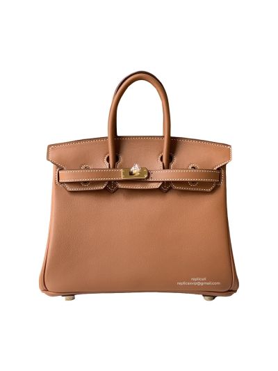 Hermes Birkin 25 Tote Shoulder Bag Tan Swift Calfskin 25MM 522339