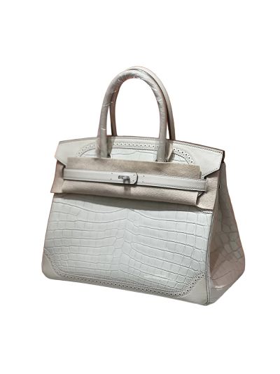 Hermes Birkin 25 TRI Exotic Grand Marriage Alligator Tote Bag Latte White 25CM 524573