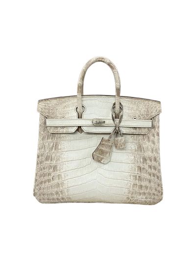 Hermes Birkin 25 White Gray Alligator Crocodile Leather Bag 25CM 524302