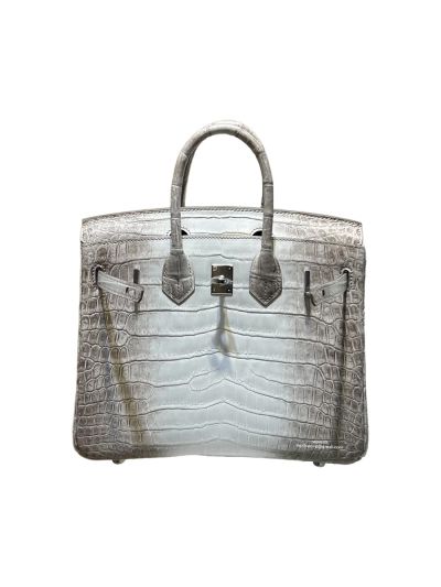 Hermes Birkin 25 White Grey Crocodile Leather Bag 25CM 524770