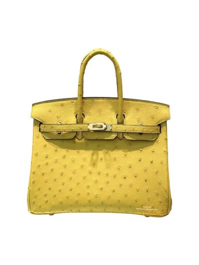 Hermes Birkin 25 Yellow Ostrich Leather Bag 25CM 524268