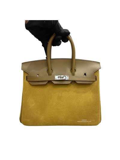 Hermes Birkin 25 Yellow Swift and Suede Leather Tote Bag 25CM 524934